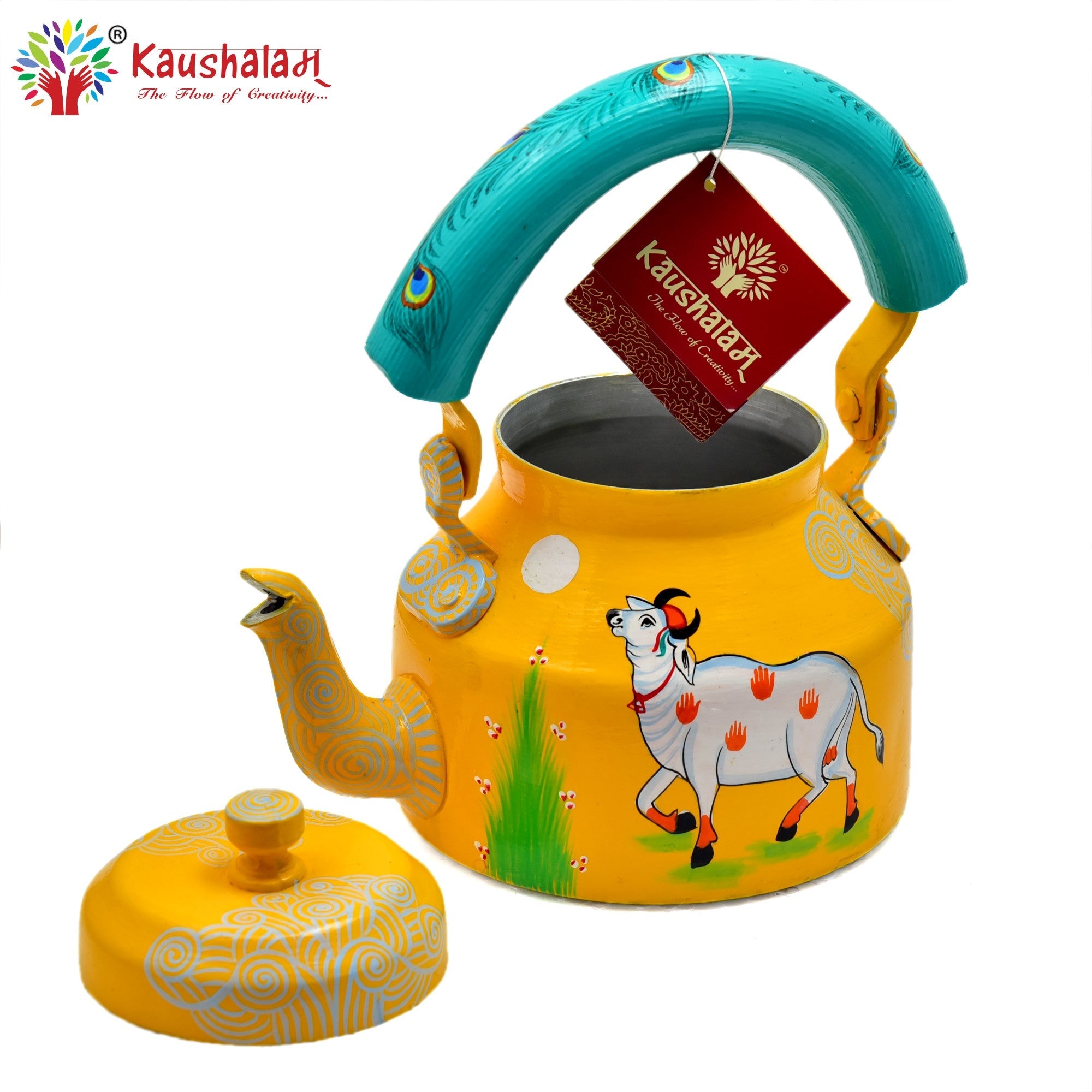 Hand Painted Tea Kettle :  Cow Painted