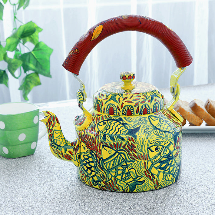 Hand Painted Kettle : Yellow Pond