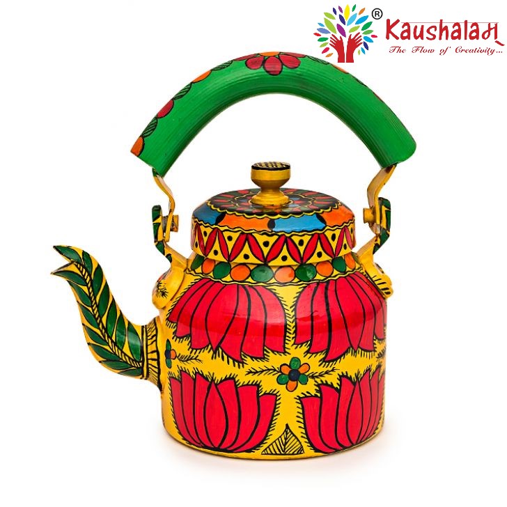 Hand Painted Kettle :  lotus