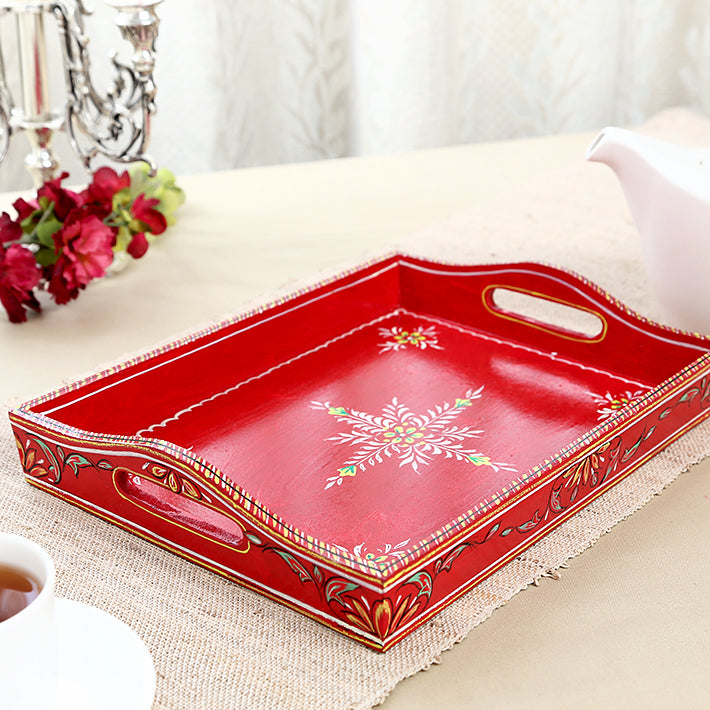 HAND PAINTED TRAY: RED