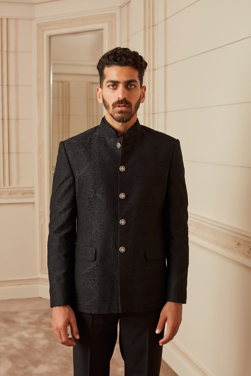 Black Embroidered Bandhgala