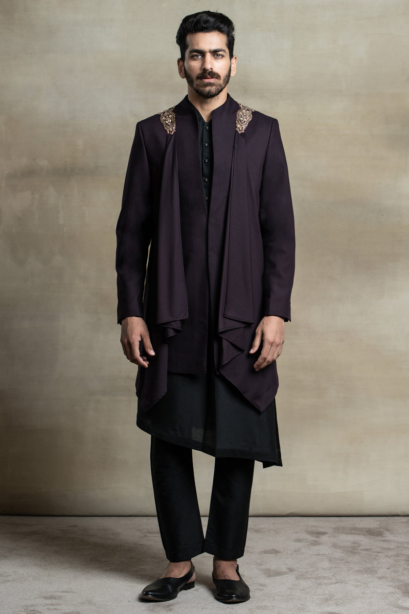 Jacket Paired with Kurta and Aligarhi