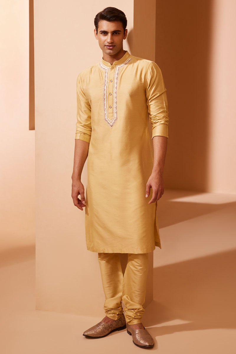 Kurta Set In Embroidery Around Placket