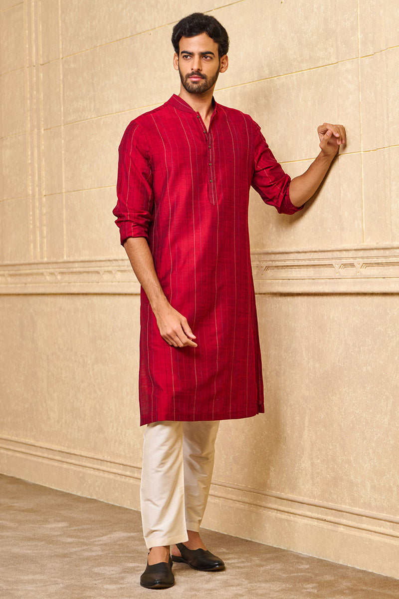 Textured Kurta Set With Top Stitch