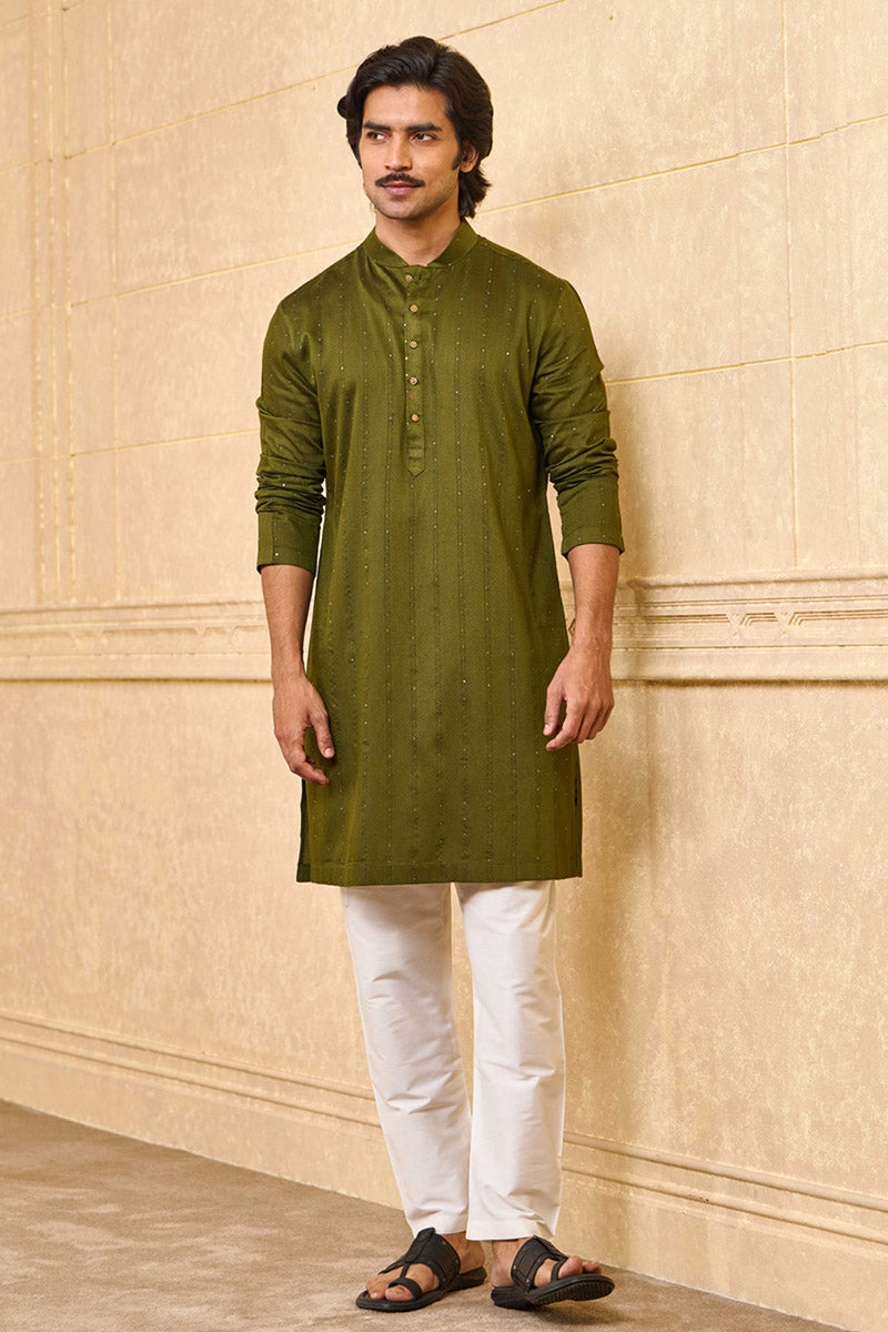 Textured Kurta Set with Sequin Detail