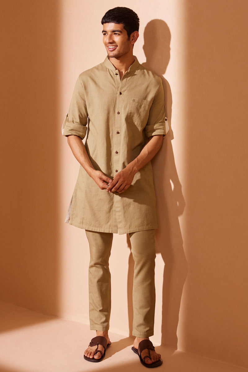 Shirt Style Kurta Set With Pocket Detail