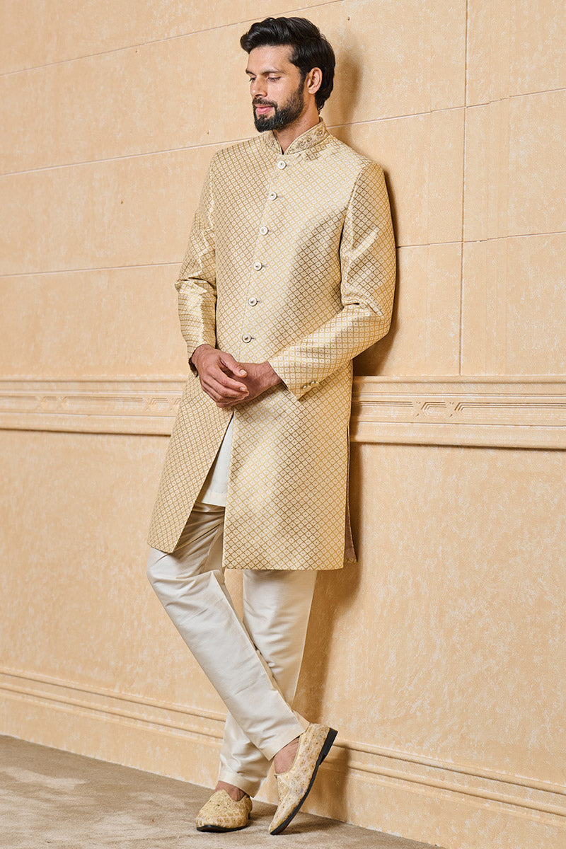 Brocade Sherwani With Collar Embroidery