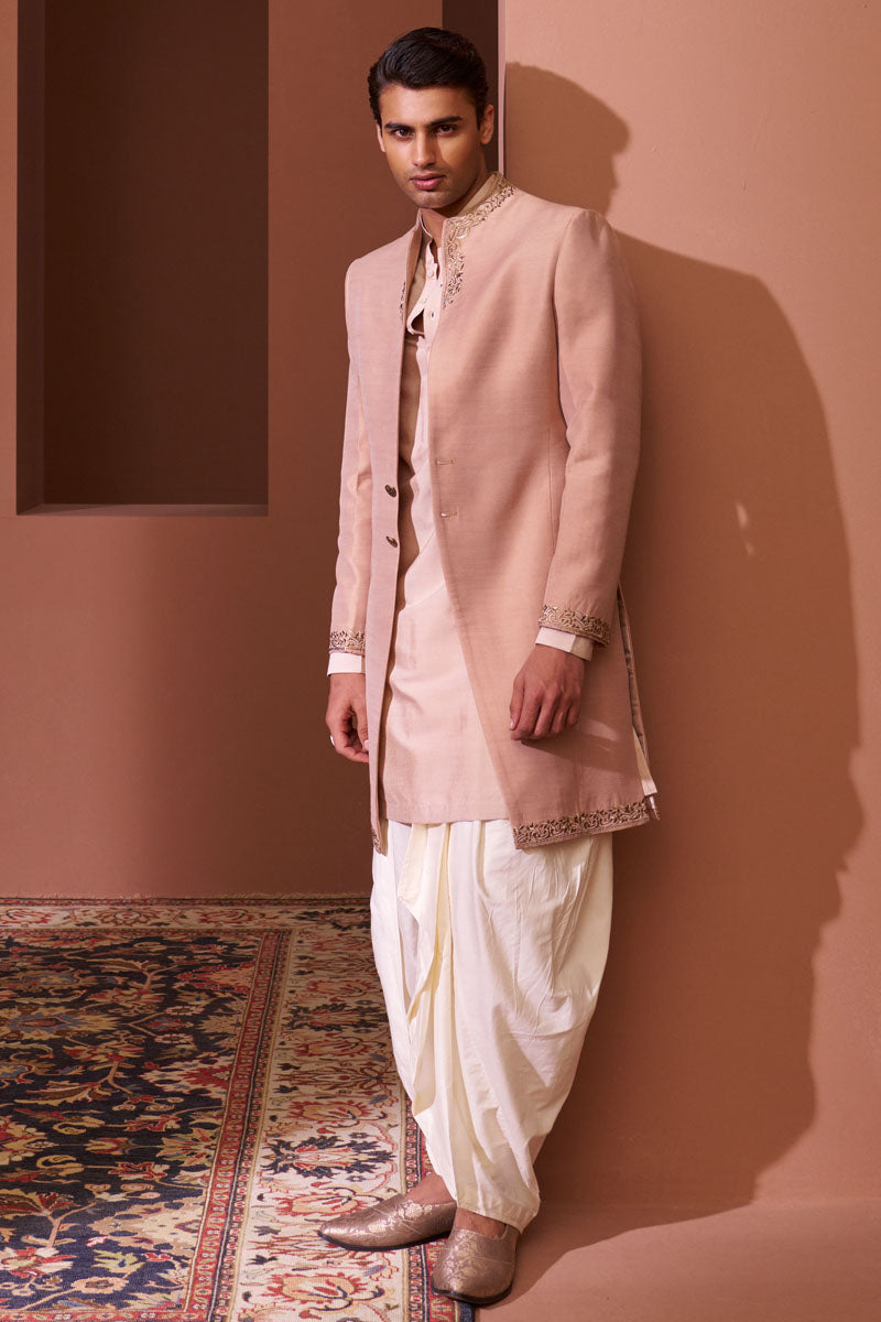 Modern Sherwani With Grown Neck Detail