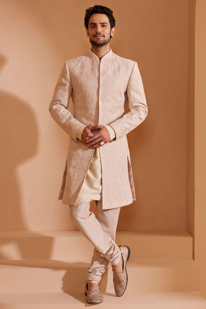 Sherwani With All Over Pearls Detail