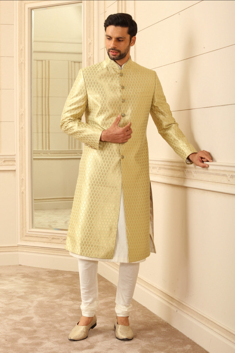 Jade Poly Zari Brocade Sherwani