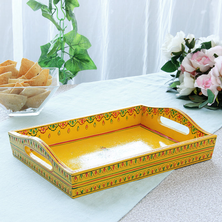 HAND PAINTED TRAY: YELLOW