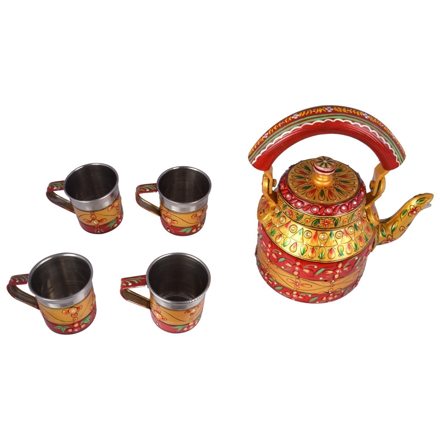 Hand Painted Tea Kettle Set : Golden glow III