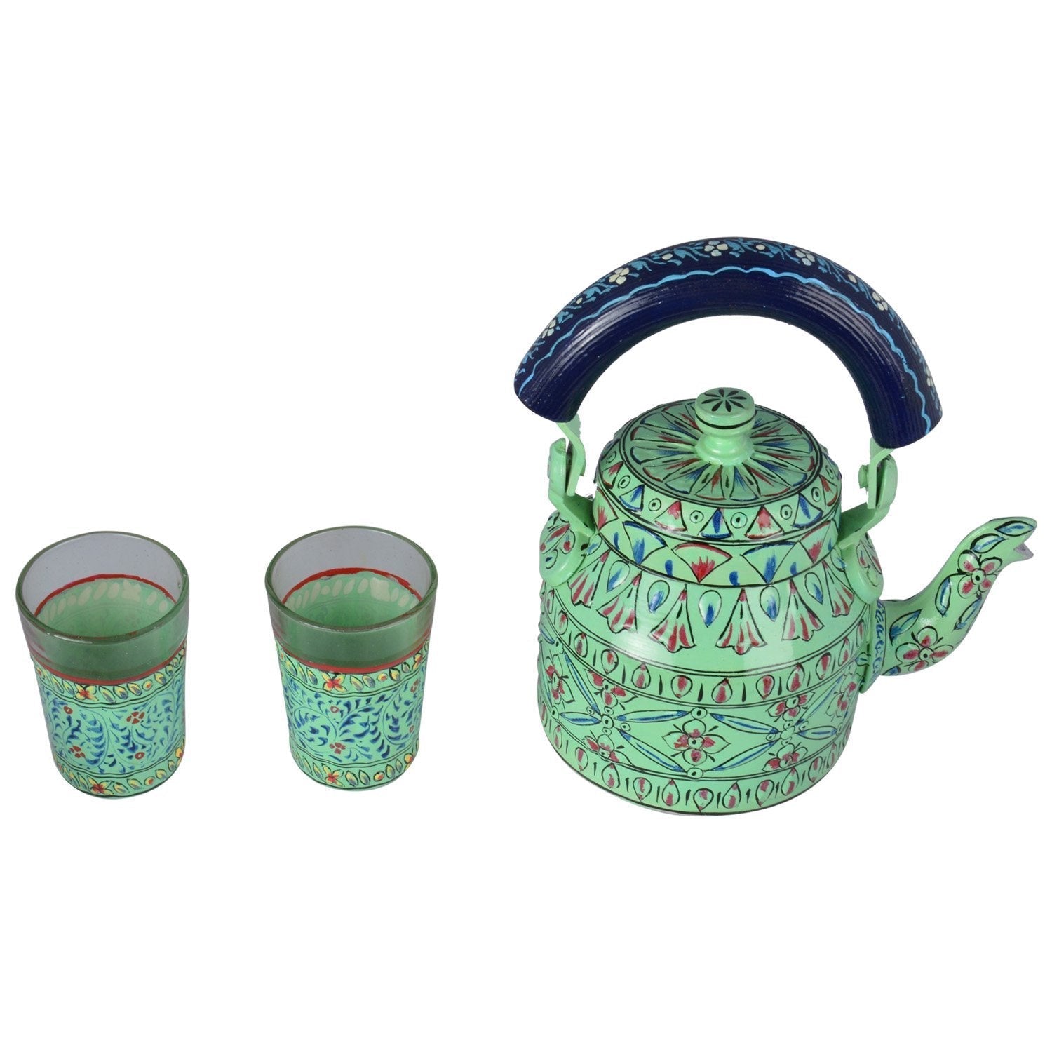 Hand Painted Tea Set : Aqua green Tea Set