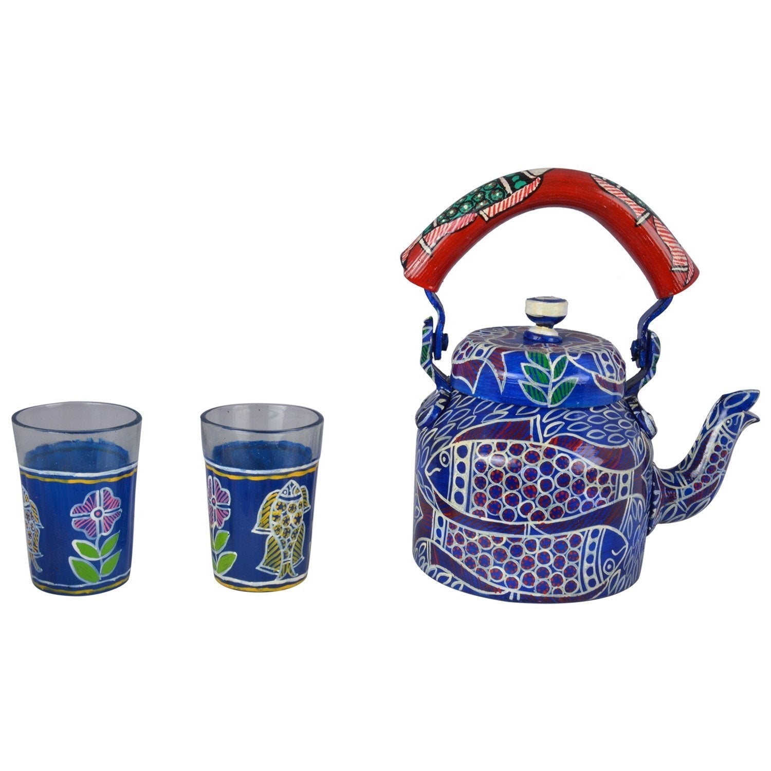 Hand Painted Tea Set For Two People - Fishomenia Tea Time Tea Set