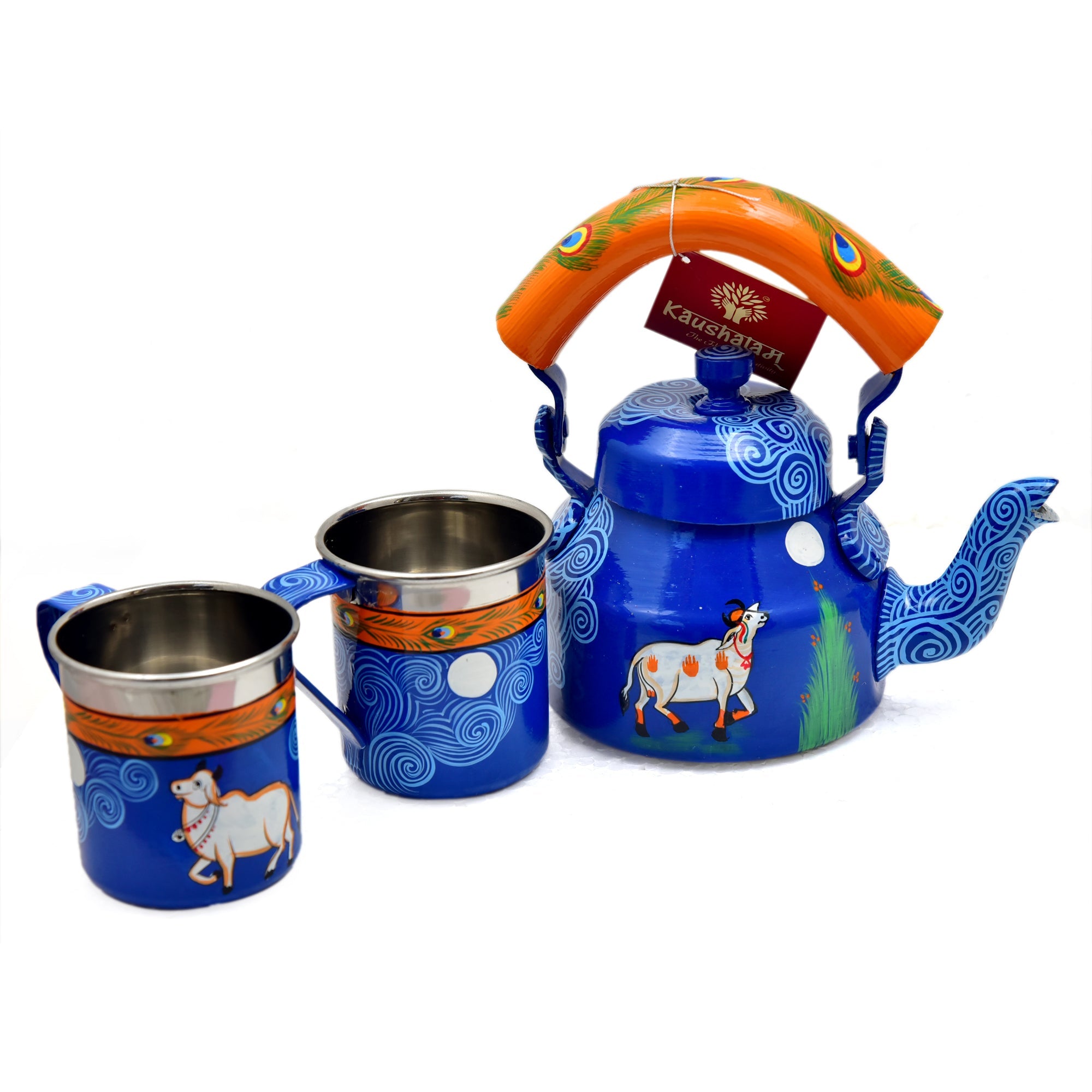 Hand Painted Tea Kettle : Pichwai Cow