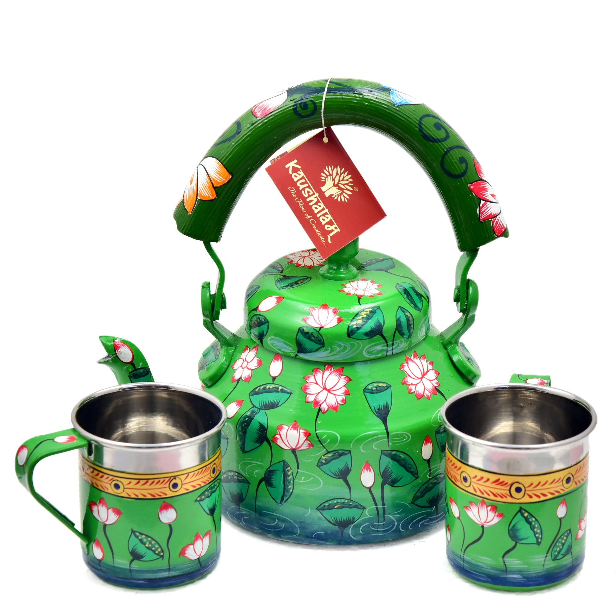 Hand Painted Tea Set : Green Pichwai