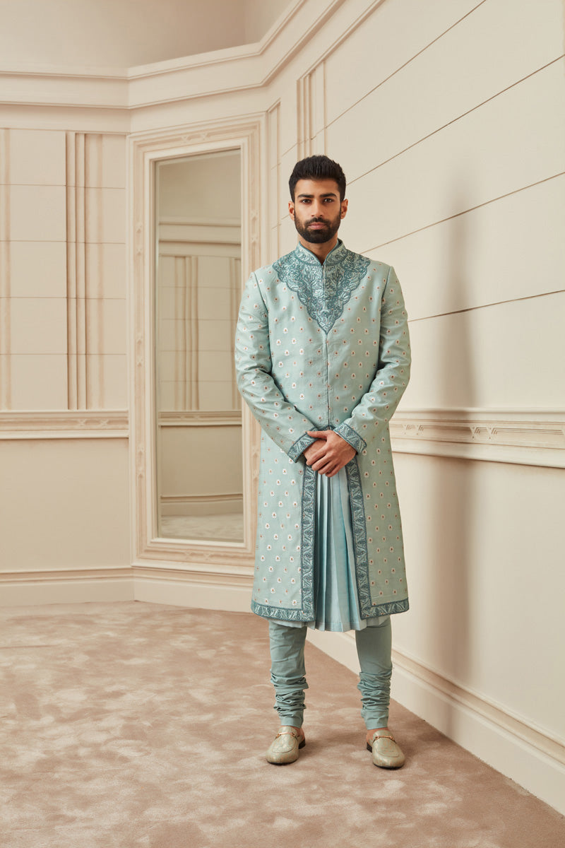 Sea Green Brocade Sherwani