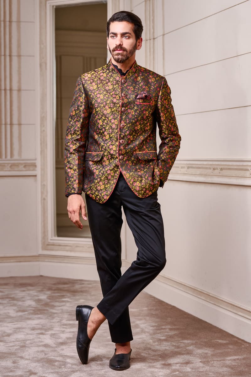 Floral Printed Bandhgala With Trousers