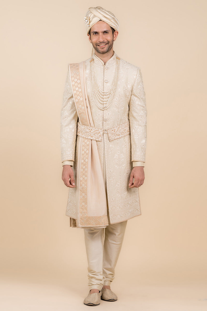 Pearl Highlighted Embroidered Sherwani