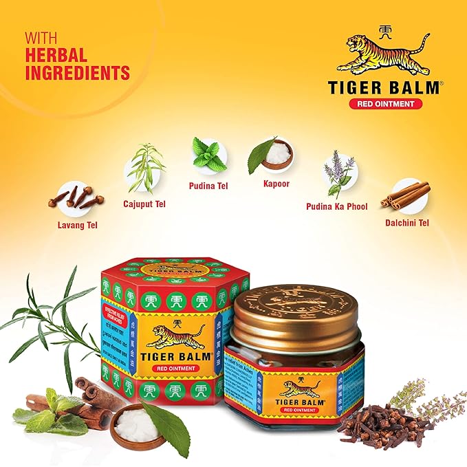 Tiger Balm Red 21 ML x 6 Pack – Ayurvedic Pain Relief Balm/Ointment Combo
