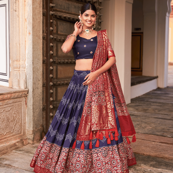 tusser-silk-adorned-with-ajarakh-prints