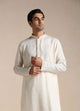 Manyawar Cream White Patterned Placket Kurta Set