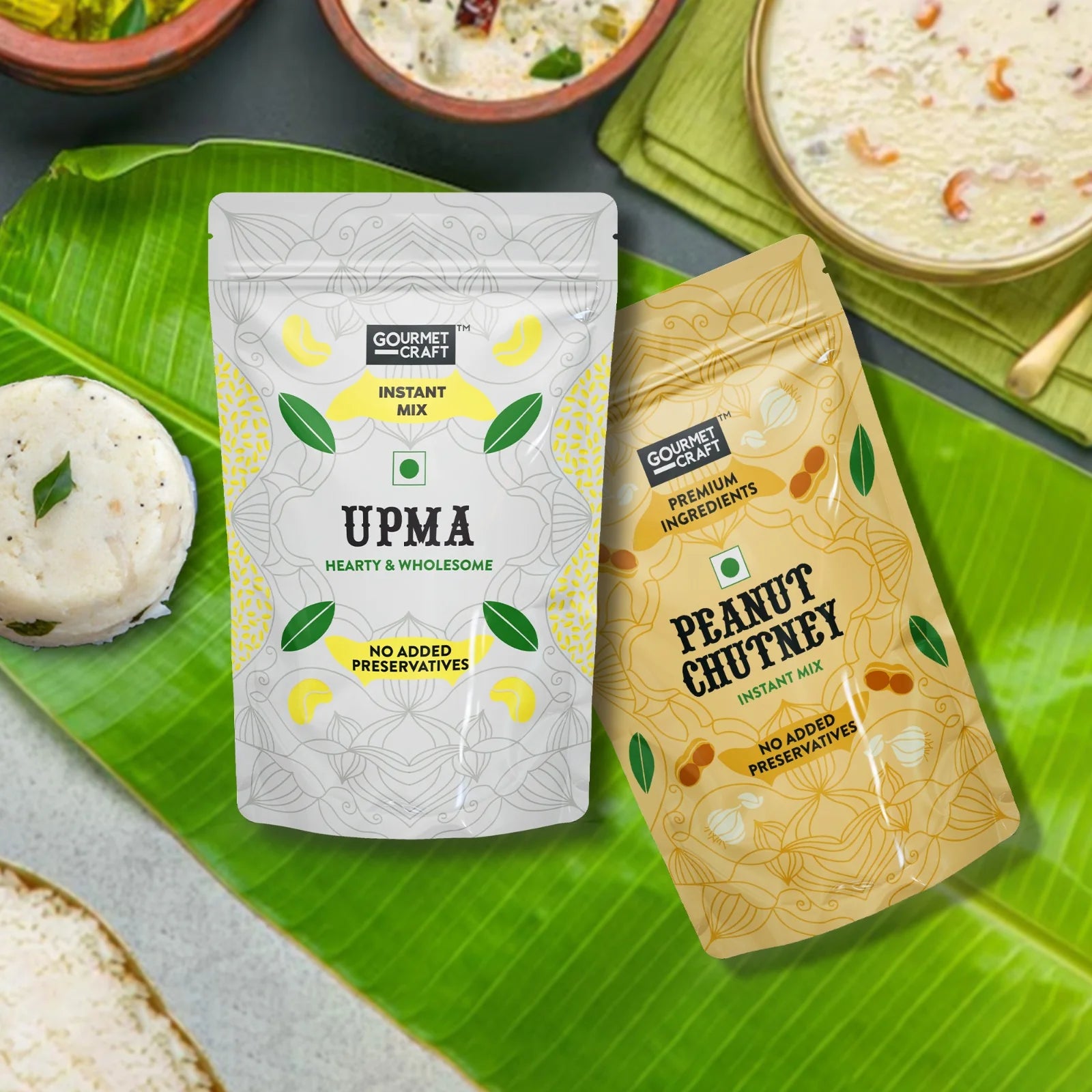 Gourmet Craft Instant Upma Mix & Instant Peanut Chutney Mix Combo (200gm and 150gm)