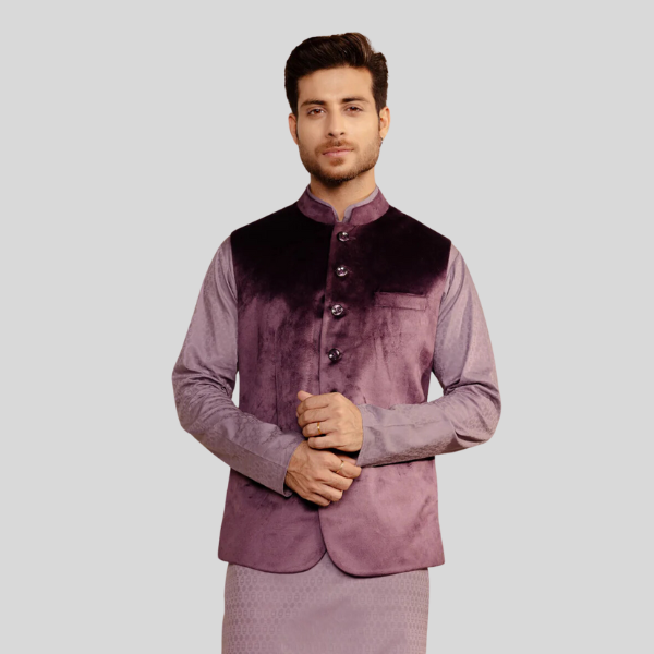 Velvet Waist Coat | Purple Color