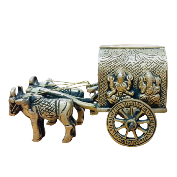 Brass Covered Village Bullock Cart Showpiece | Traditional Art