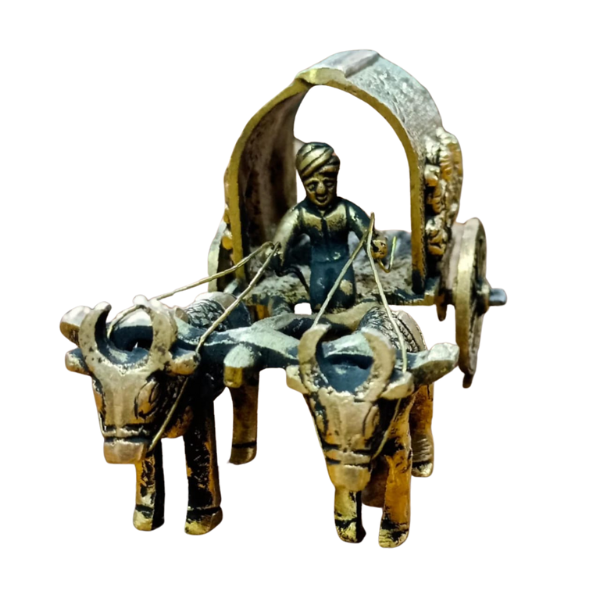 Brass Covered Village Bullock Cart Showpiece | Traditional Art