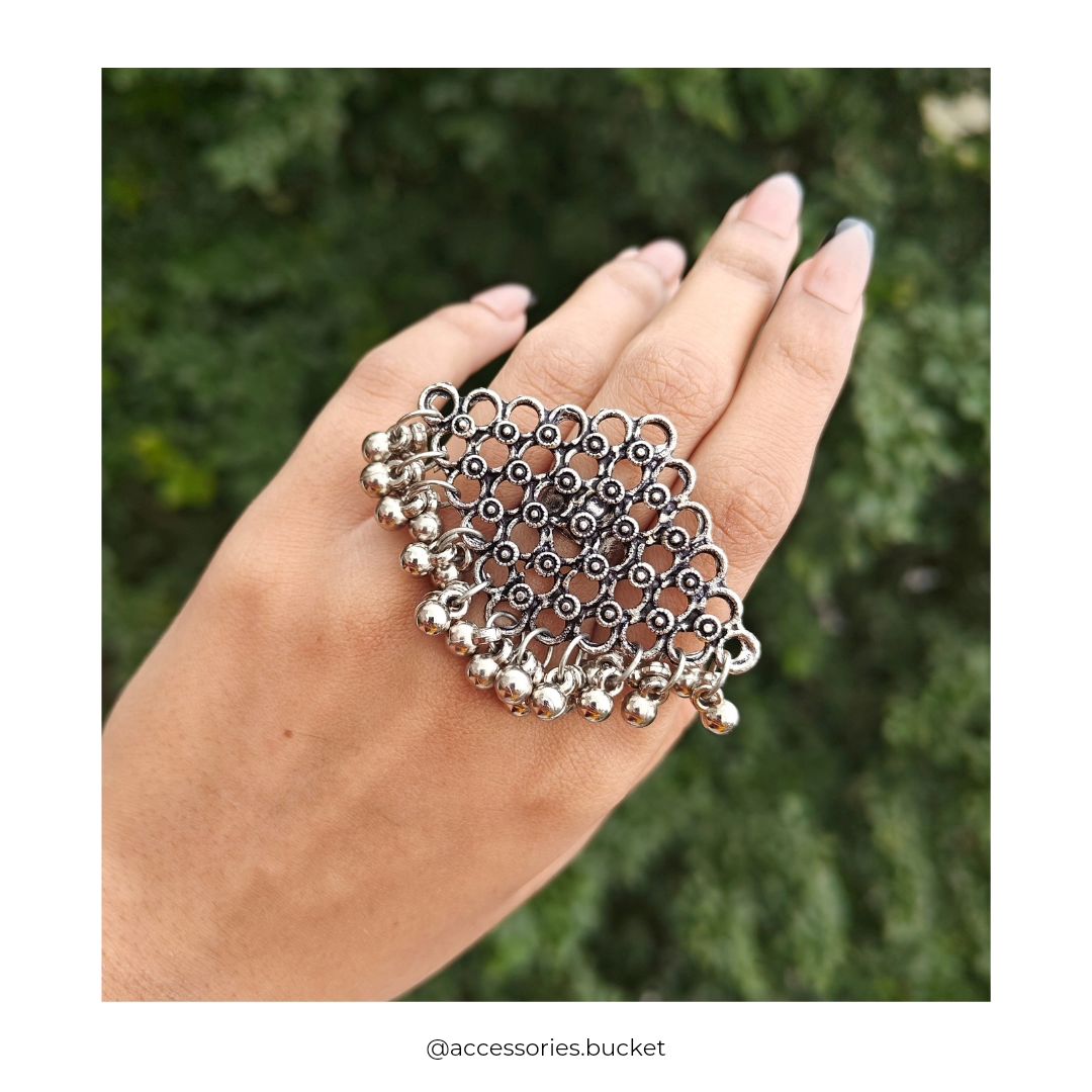 Vintage Oxidised Diamond Shape Ring