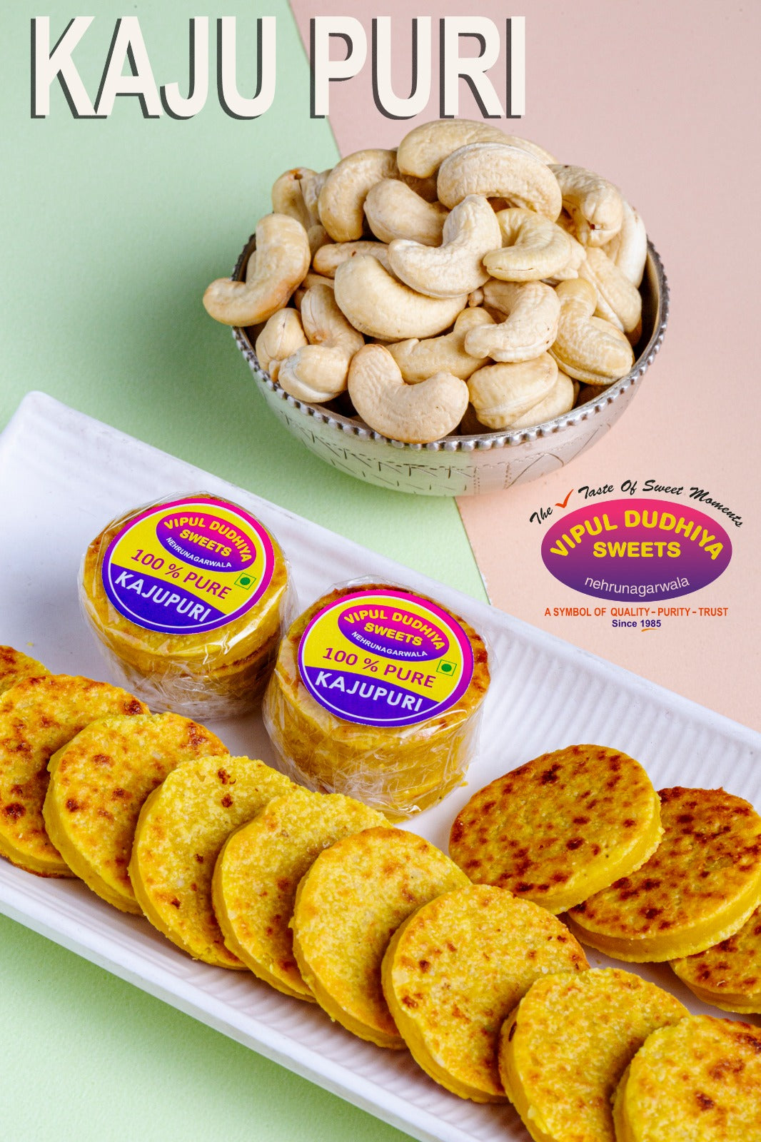 Vipul Dudhiya Sweets Kaju Puri - 500 gms