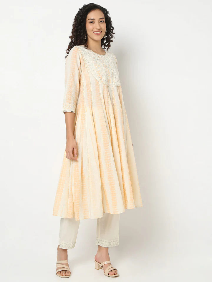 Flare Fit Embroidered Kurta With Pant And Dupatta Set | Ready To Wear