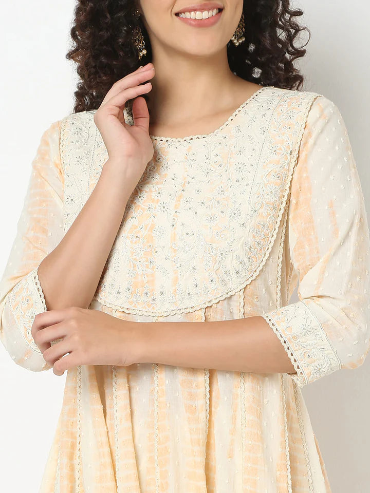 Flare Fit Embroidered Kurta With Pant And Dupatta Set | Ready To Wear