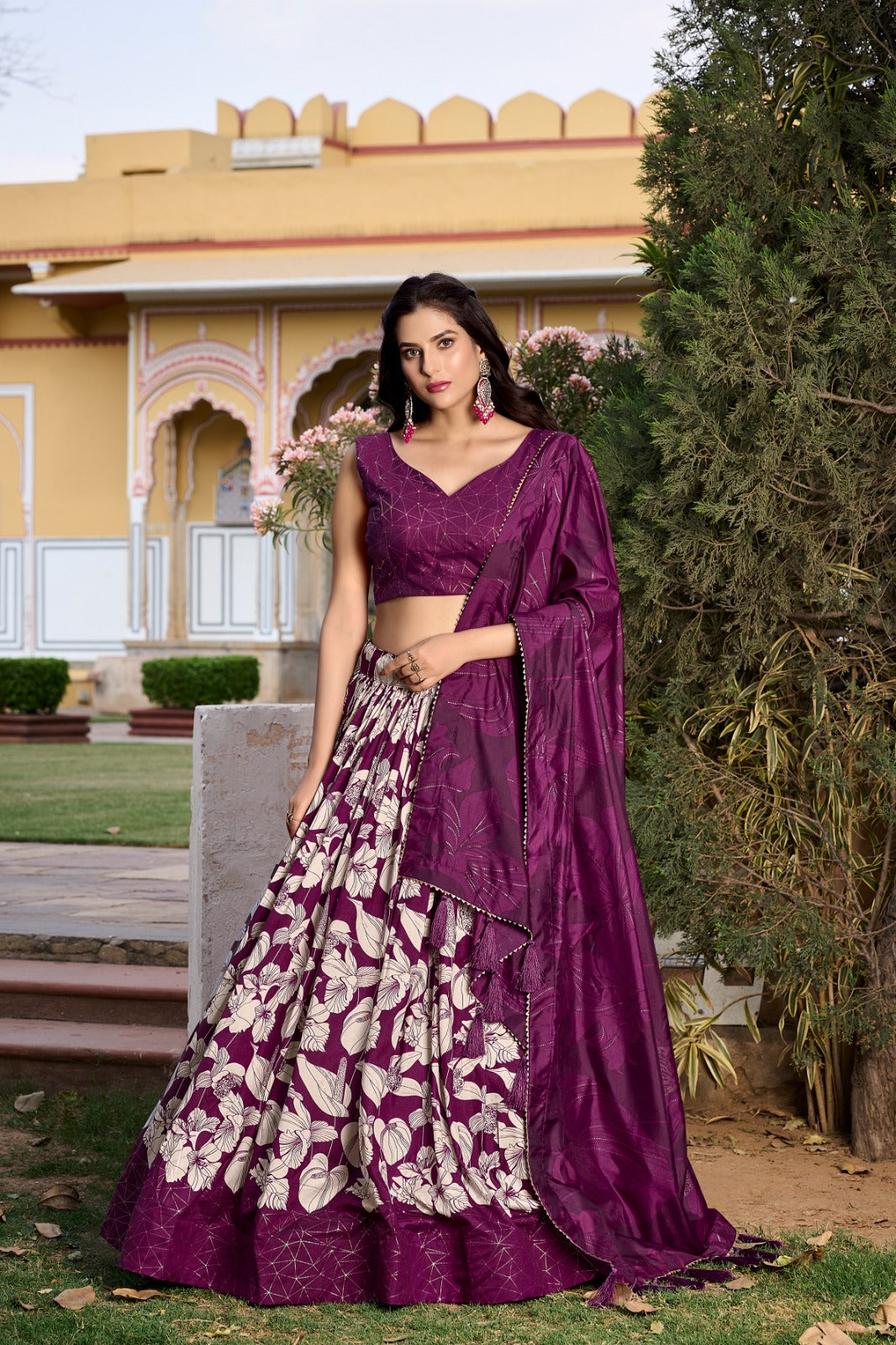 Tussar Silk Ready to Wear Lehenga Choli Floral Print May 2024 New Design Ready to wear