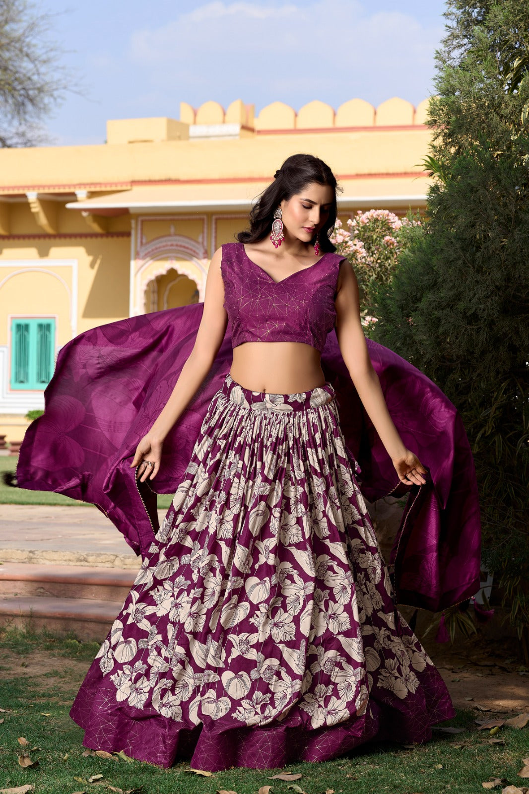 Tussar Silk Ready to Wear Lehenga Choli Floral Print May 2024 New Design Ready to wear