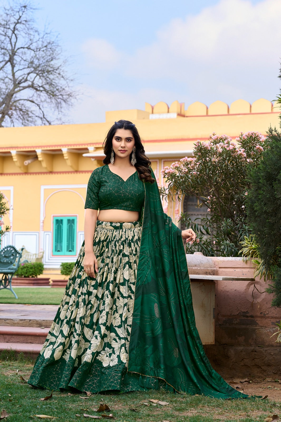 Tussar Silk Ready to Wear Lehenga Choli Floral Print May 2024 New Design Ready to wear