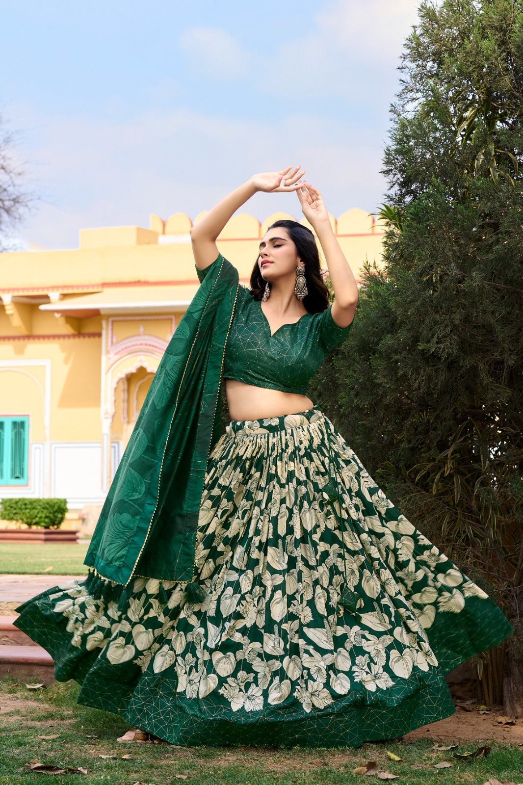 Tussar Silk Ready to Wear Lehenga Choli Floral Print May 2024 New Design Ready to wear