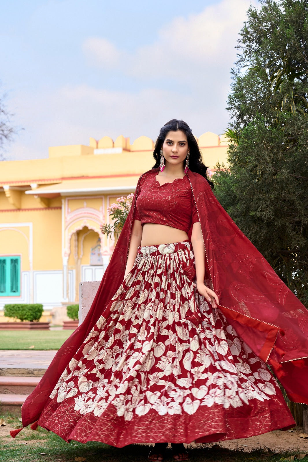 Tussar Silk Ready to Wear Lehenga Choli Floral Print May 2024 New Design Ready to wear