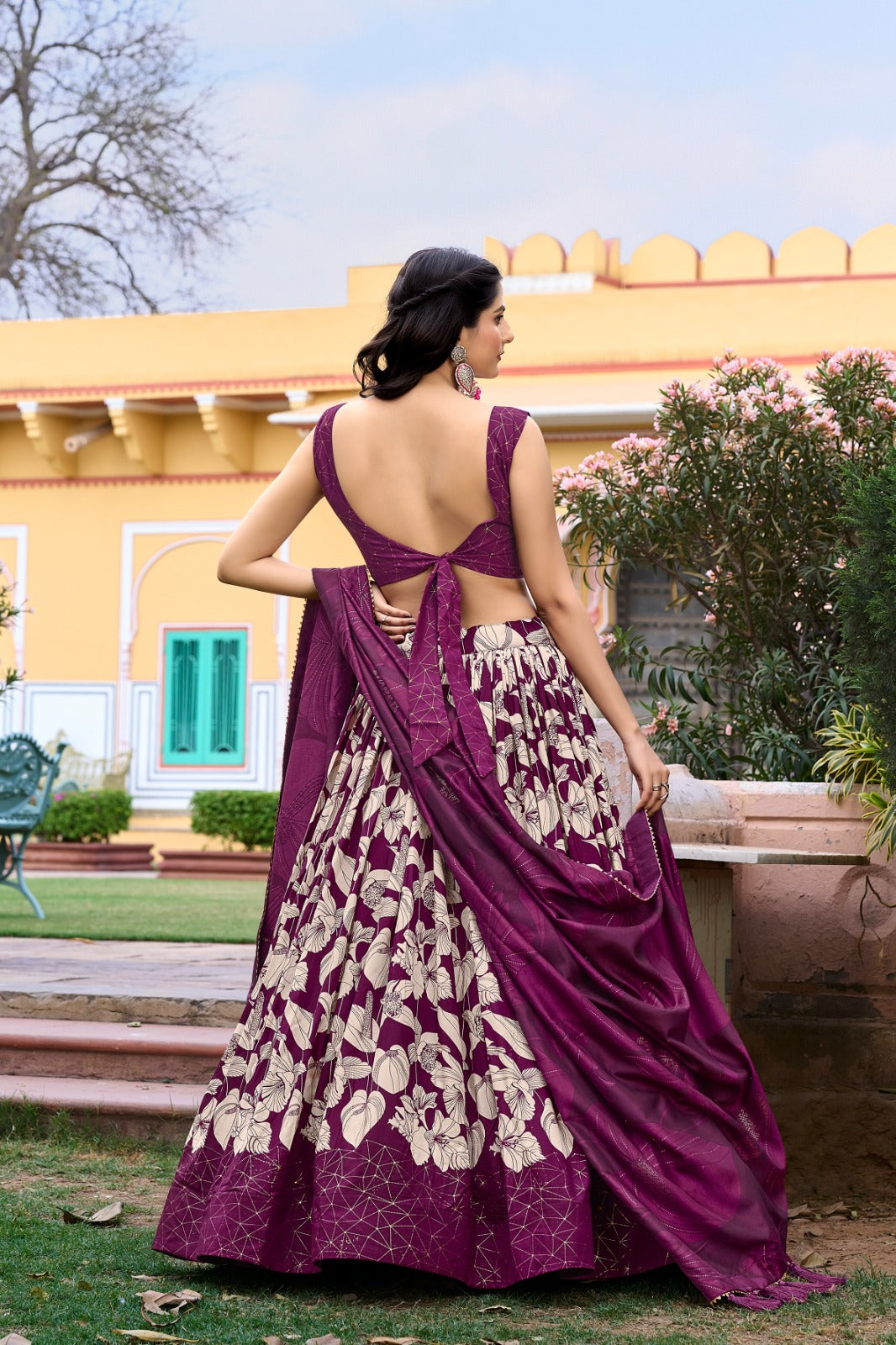 Tussar Silk Ready to Wear Lehenga Choli Floral Print May 2024 New Design Ready to wear