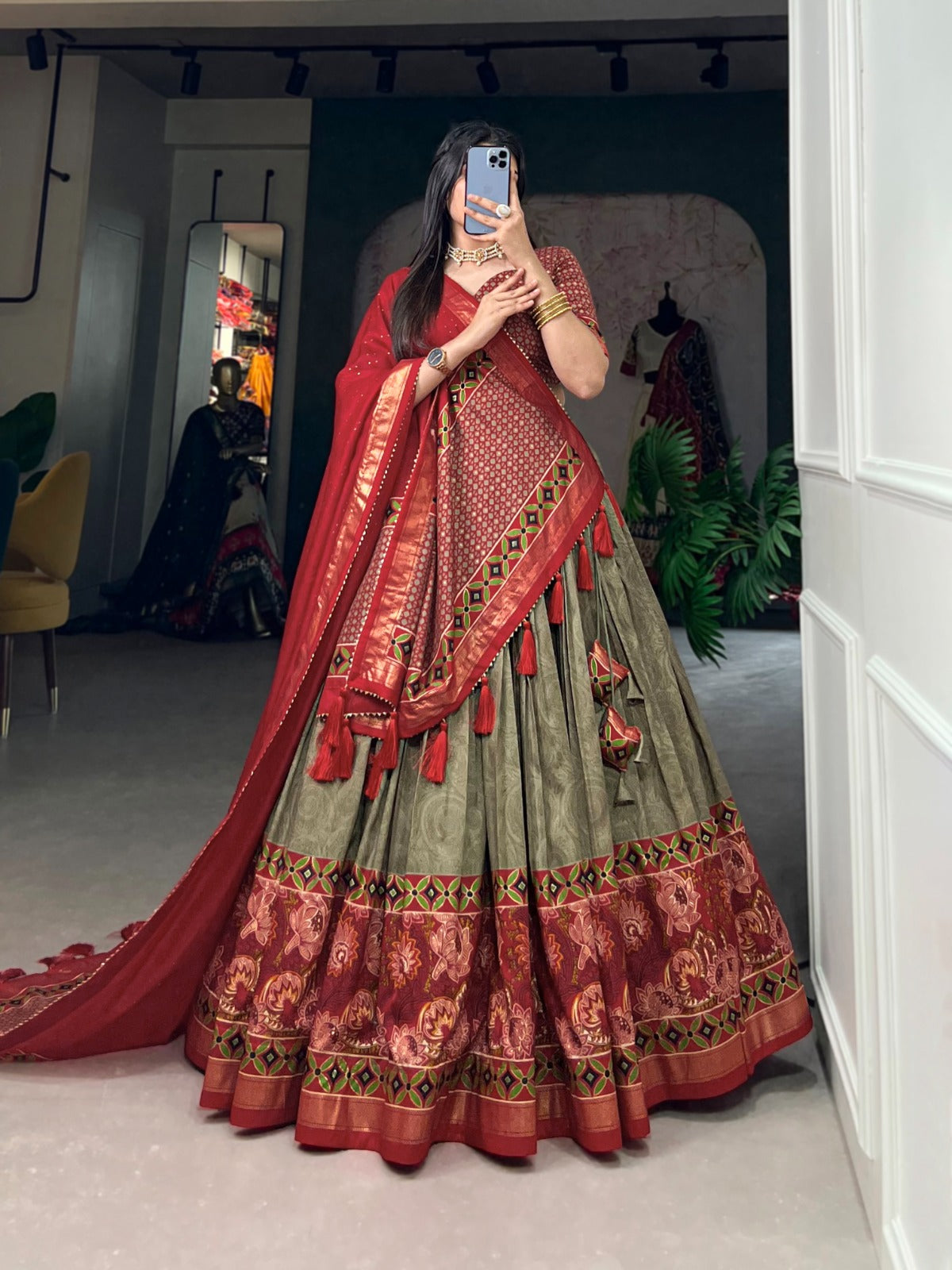 Tussar Silk Lehenga Choli Printed May 2024 New Design Ready to wear