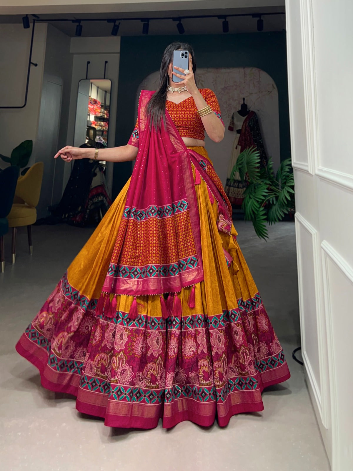 Tussar Silk Lehenga Choli Printed May 2024 New Design Ready to wear