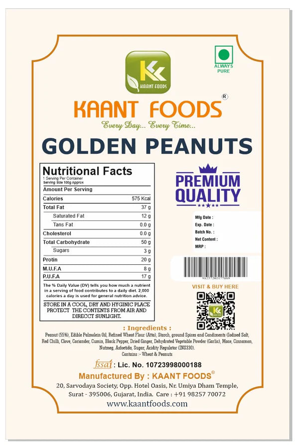 Kaant Foods Golden Peanuts | 250 gms