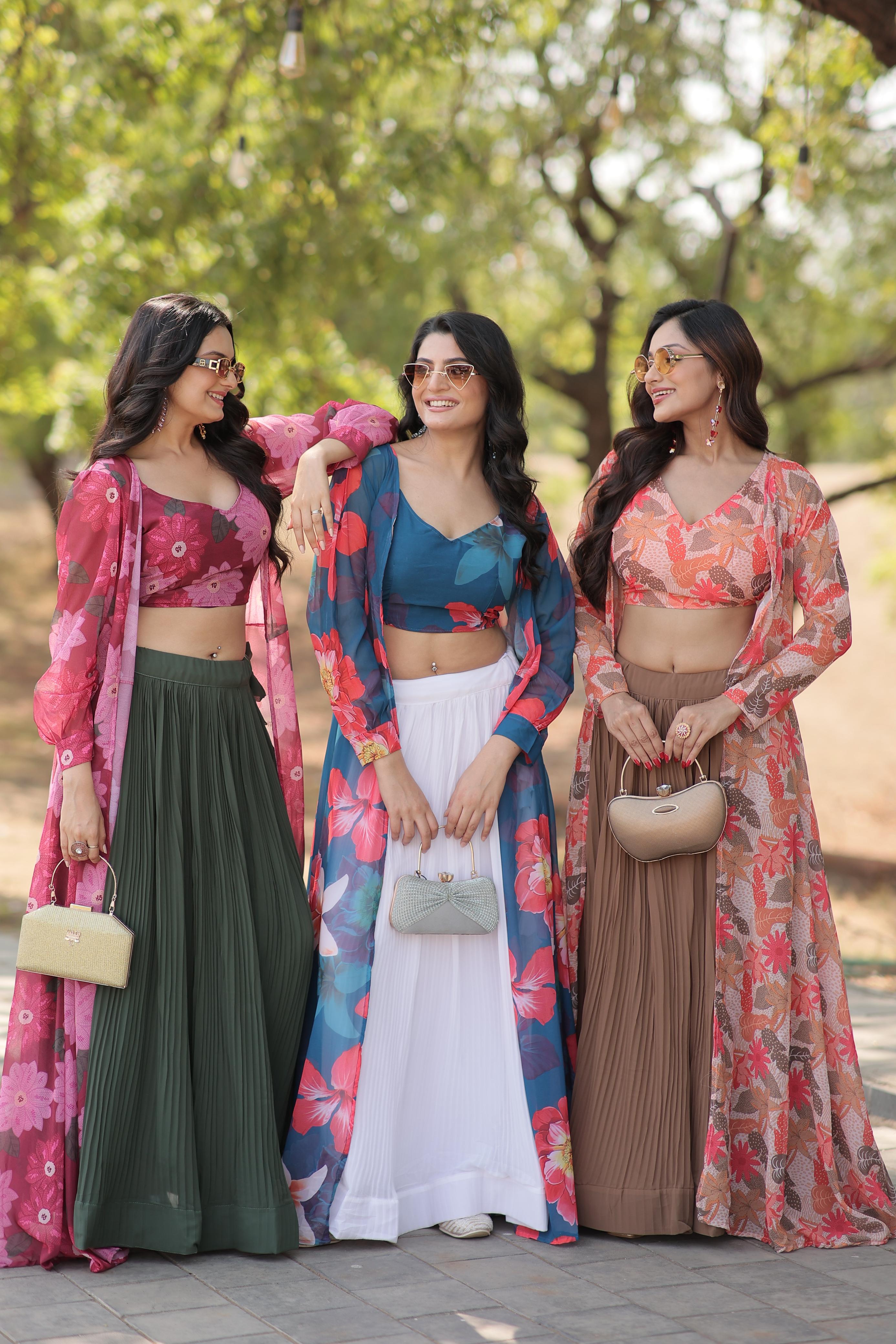 Floral Latest Lehenga Choli  With Shrug