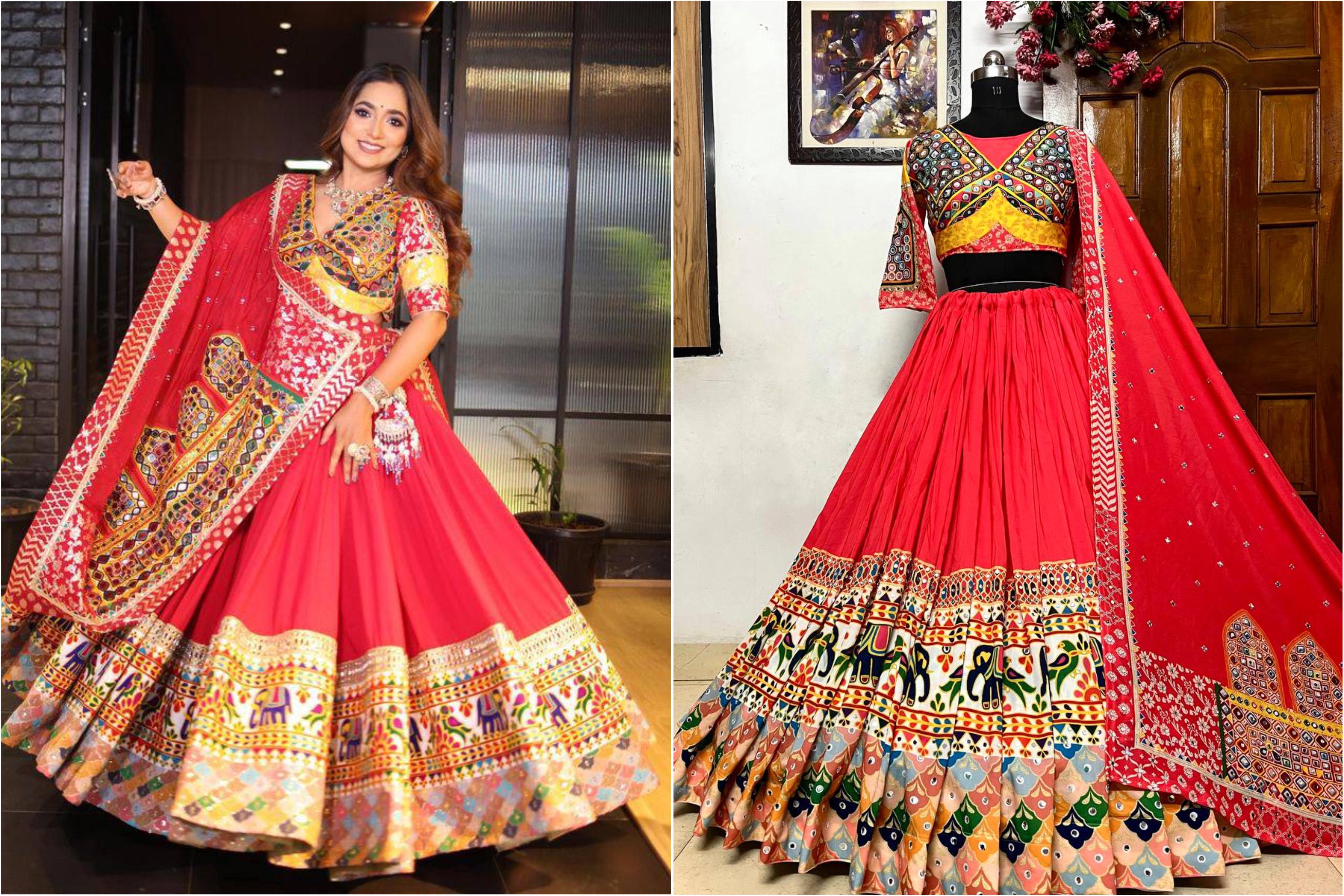 NAVRATRI SPECIAL DESIGNER PRINTED LAHENGA CHOLI