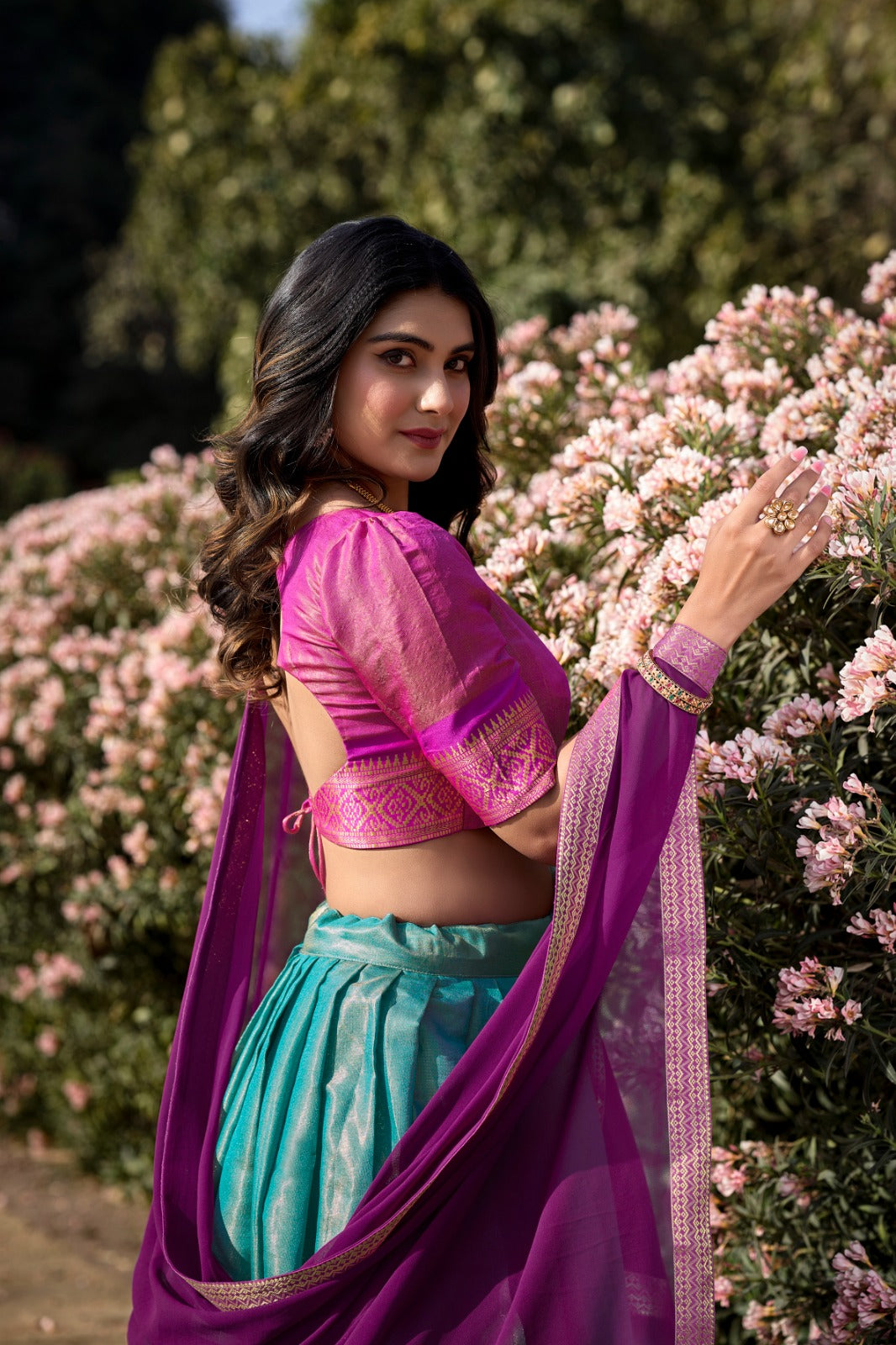 South-style Kanchipuram silk lehenga