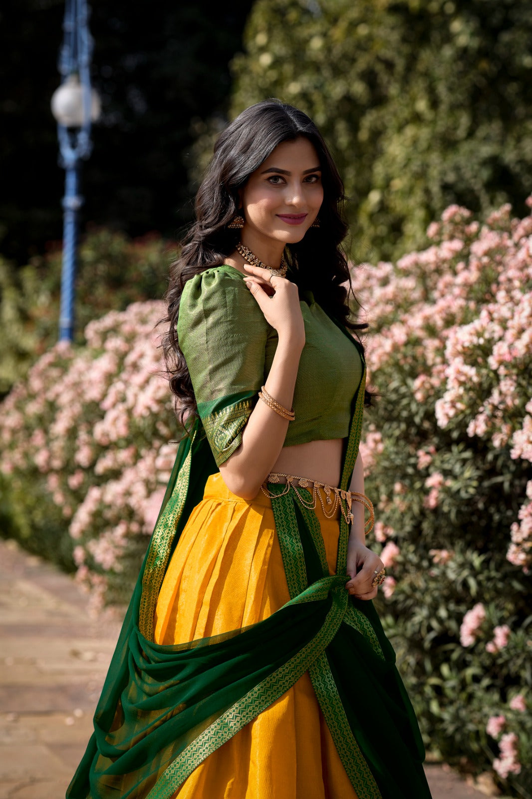 South-style Kanchipuram silk lehenga