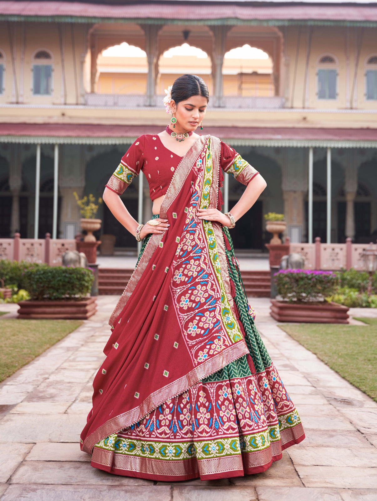 Tussar Silk, Patola With Foil Print Lehenga | Ready To Wear