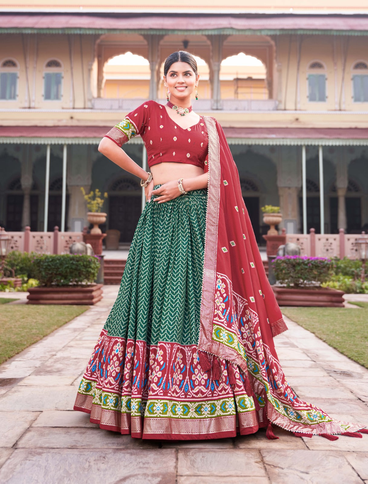 Tussar Silk, Patola With Foil Print Lehenga | Ready To Wear