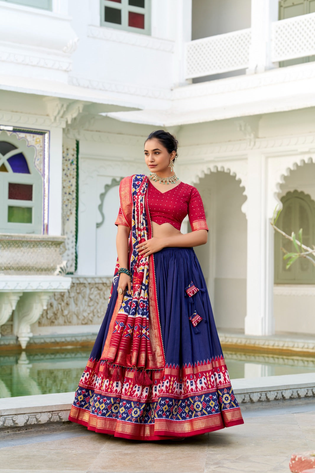 Traditional Patola Print With Foil Work Lehengas